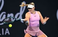 Mirra Andreeva in action against Aryna Sabalenka at the 2025 Brisbane International. (Source: Getty)